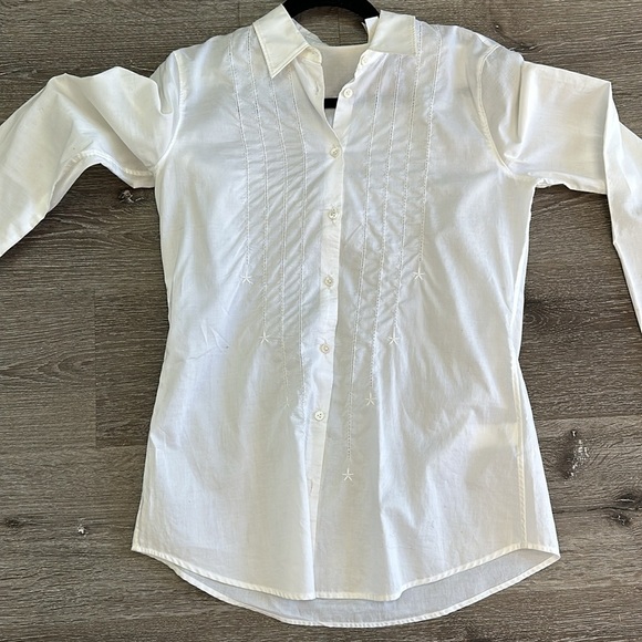 VAN LAACK Button-down embroidered blouse/shirtwhite 100% cotton size 4 - Picture 2 of 13